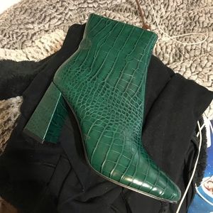 Green Snakeskin Booties